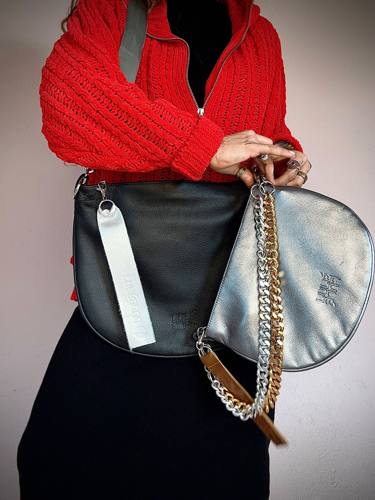 Duo Bag Black and Dark Silver
