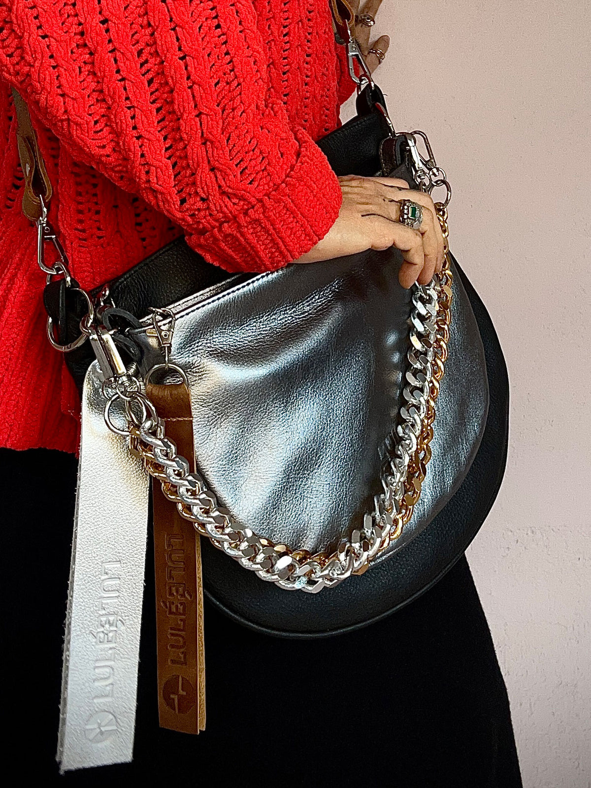 Duo Bag Black and Dark Silver