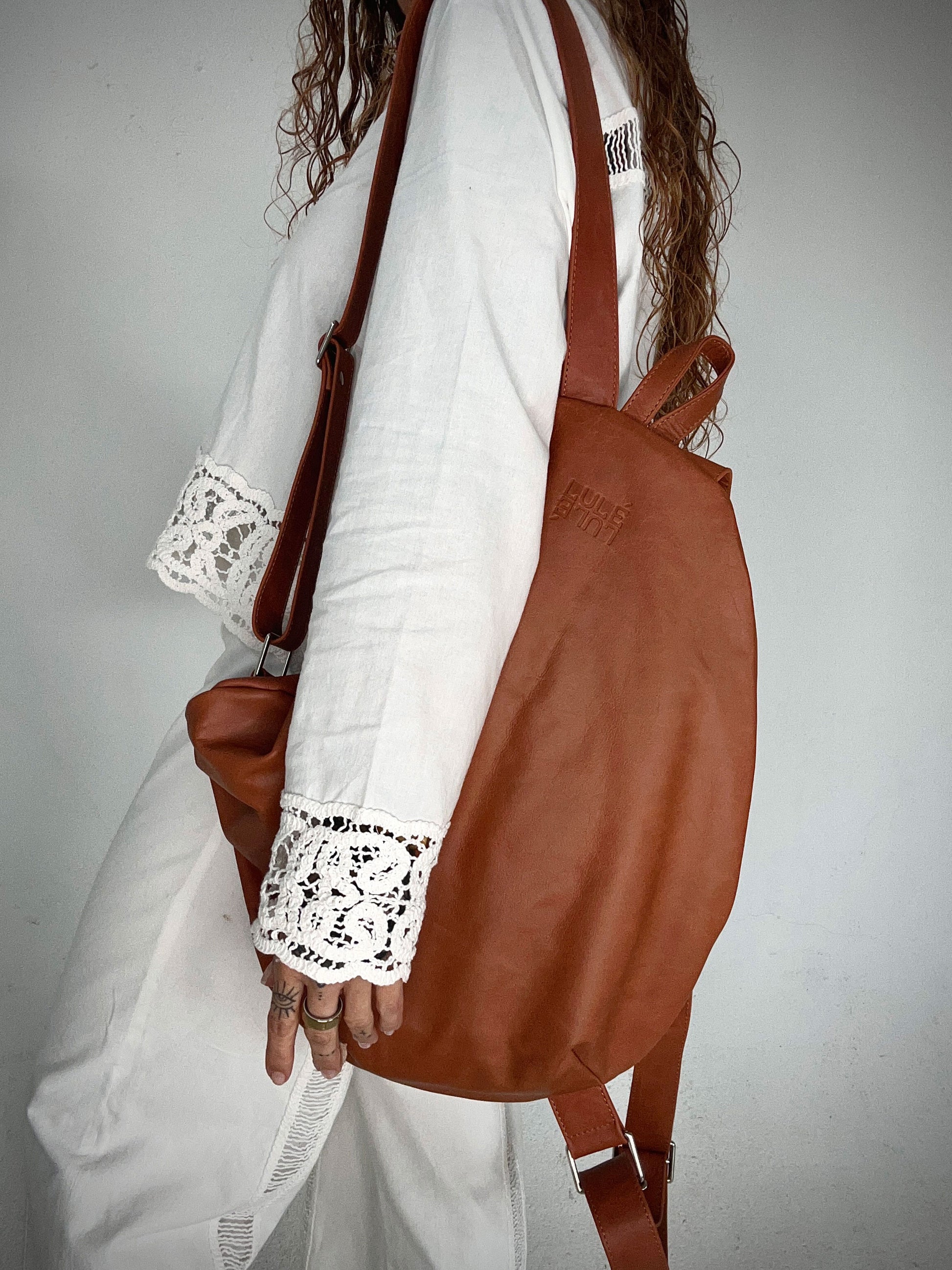 cognac leather backpack bag BagPack Cognac – LULÉ LULÉ BAGS (US)