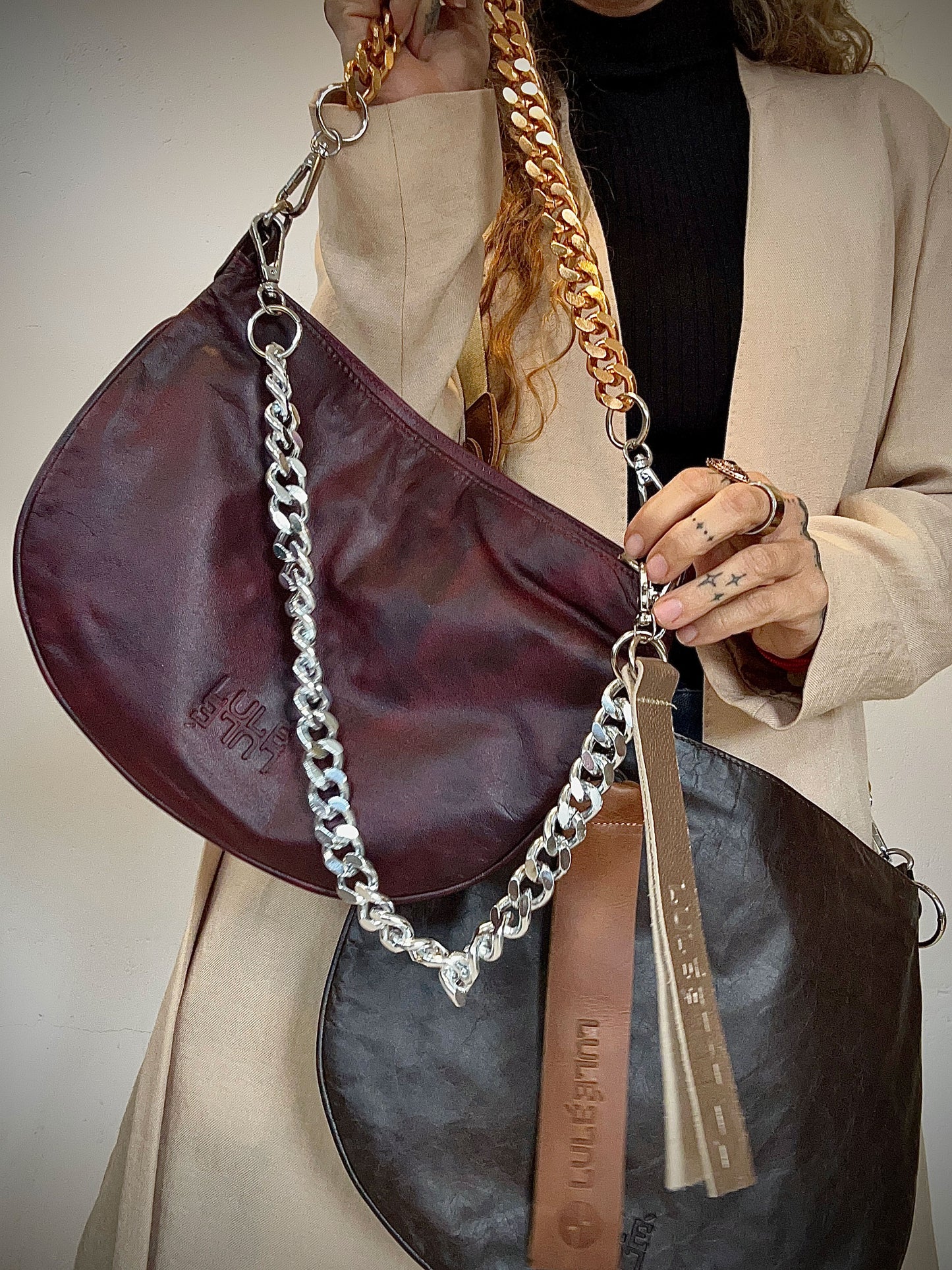 Duo Bag Dark Brown and Burgundy