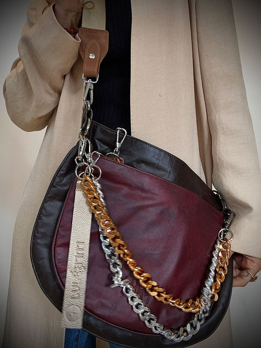 Duo Bag Dark Brown and Burgundy