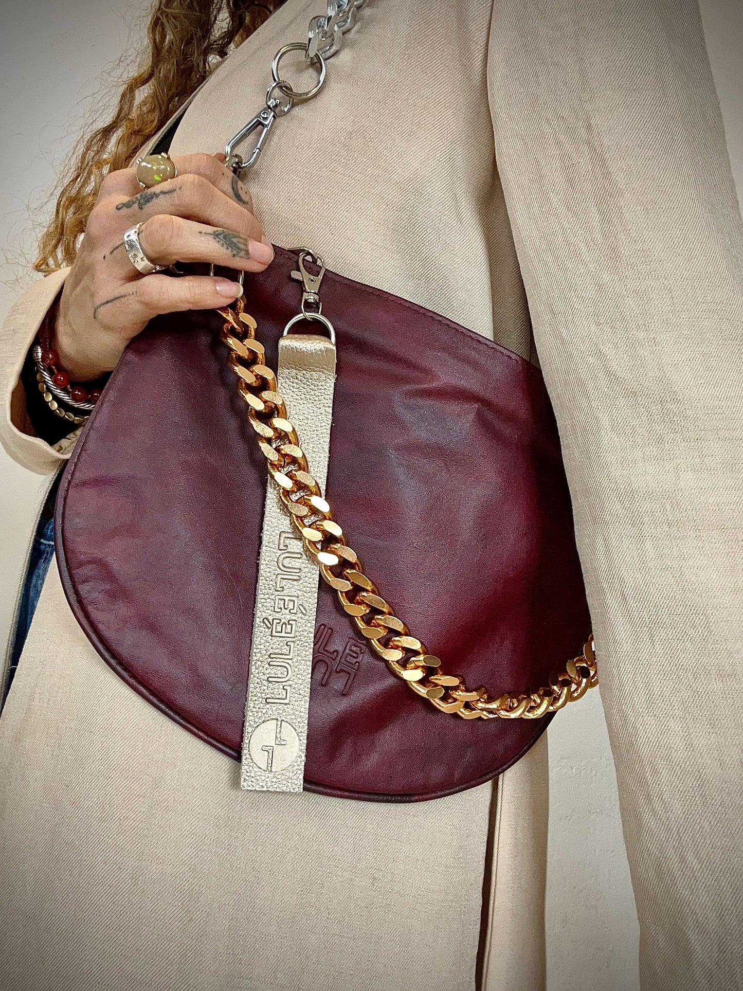 Duo Bag Dark Brown and Burgundy