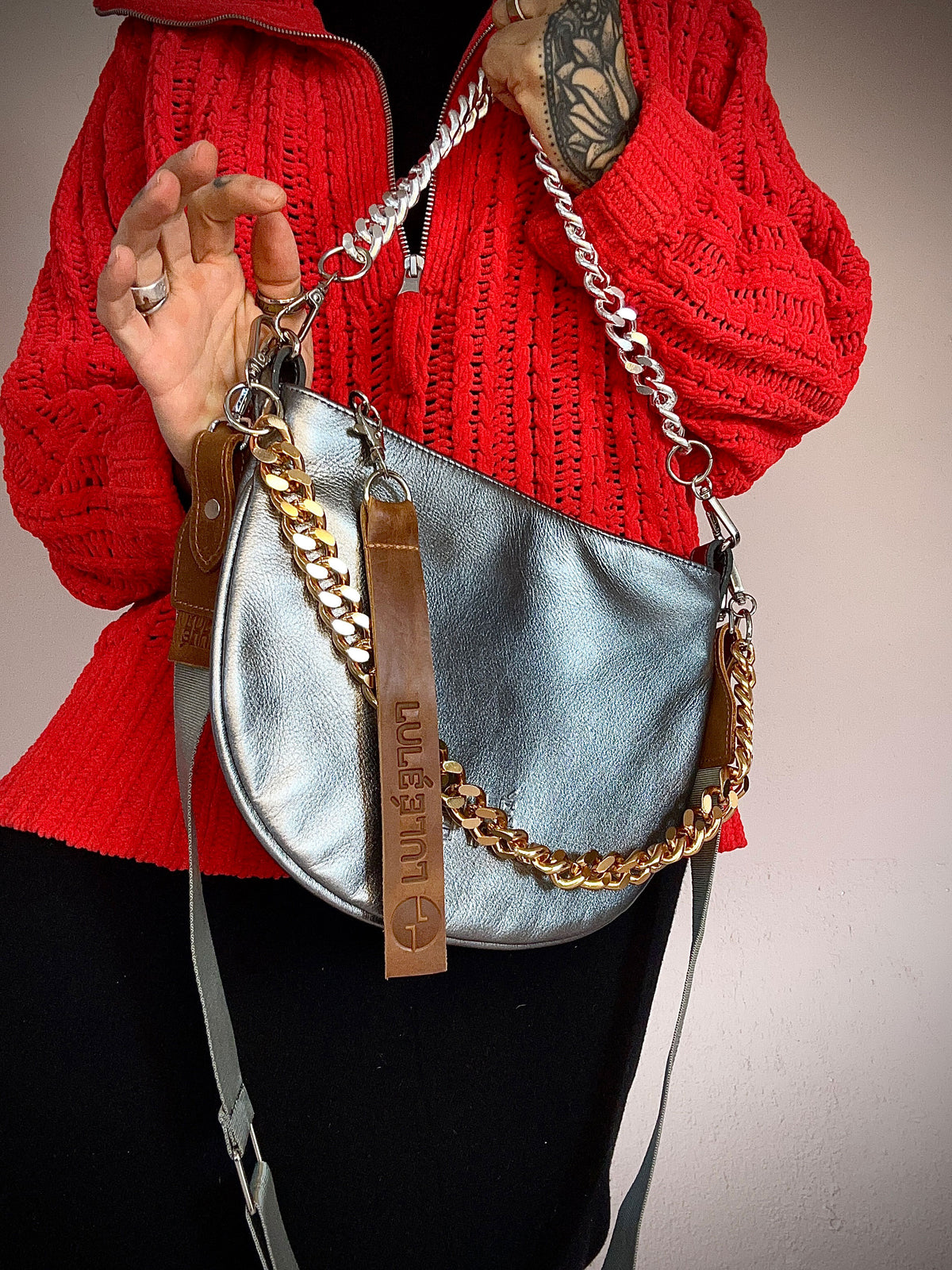 Duo Bag Black and Dark Silver