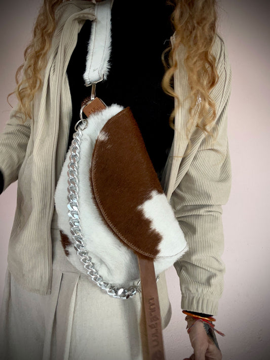 Reptilia Bag Standard White and Brown Hair-On Cowhide