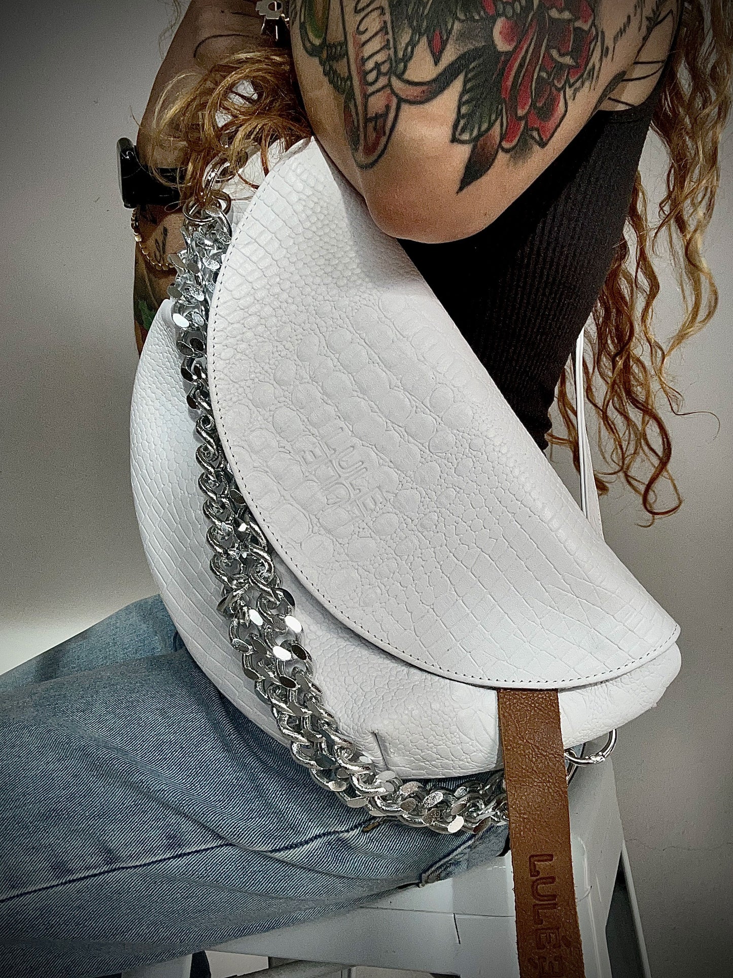 Reptilia Bag XL White Croco