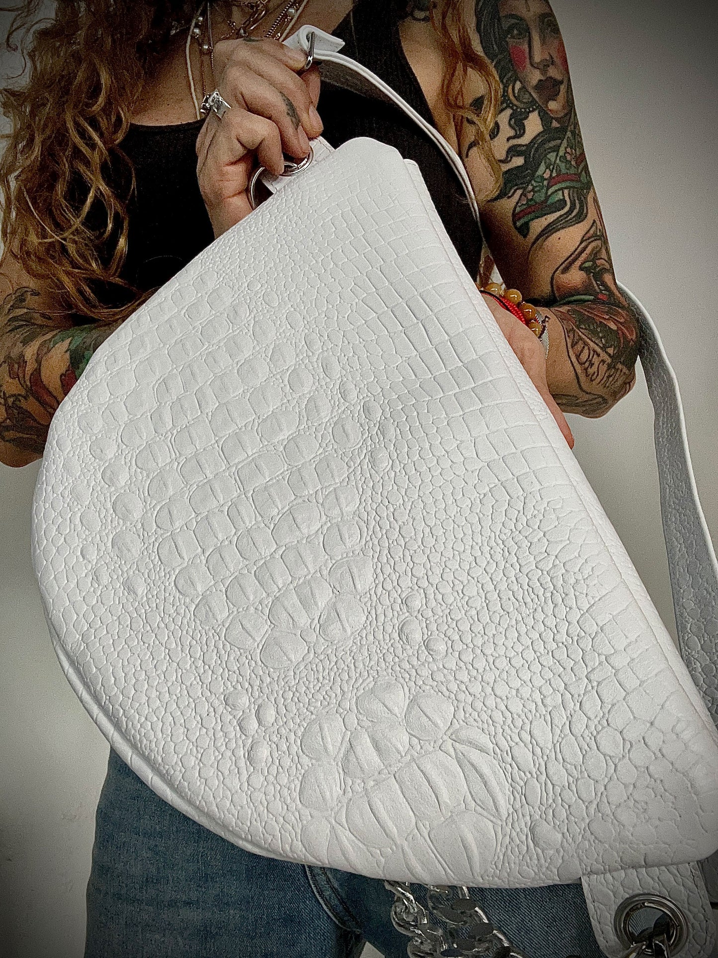 Reptilia Bag XL White Croco