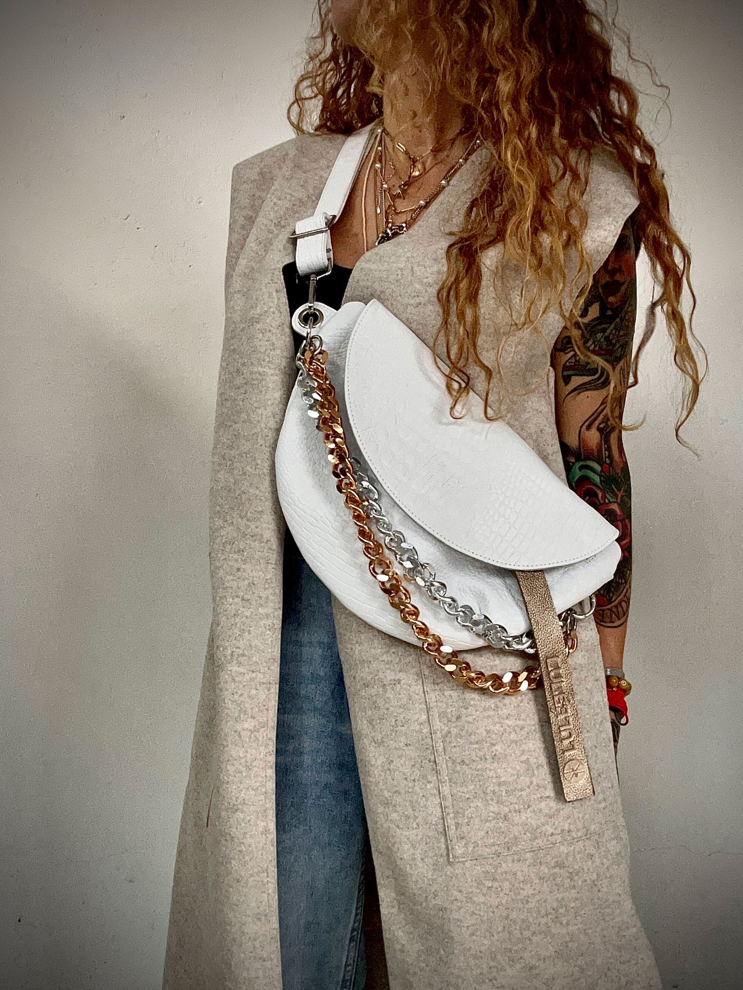Reptilia Bag XL White Croco