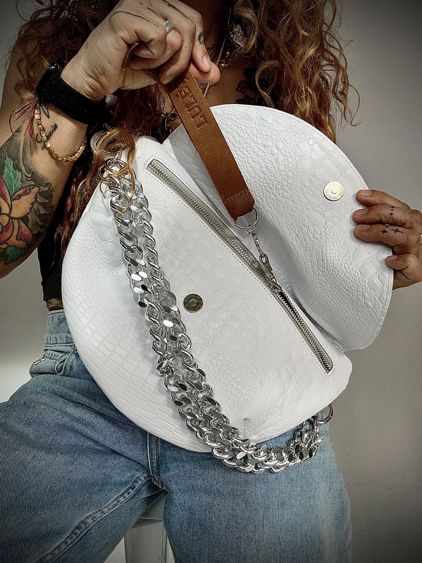Reptilia Bag XL White Croco