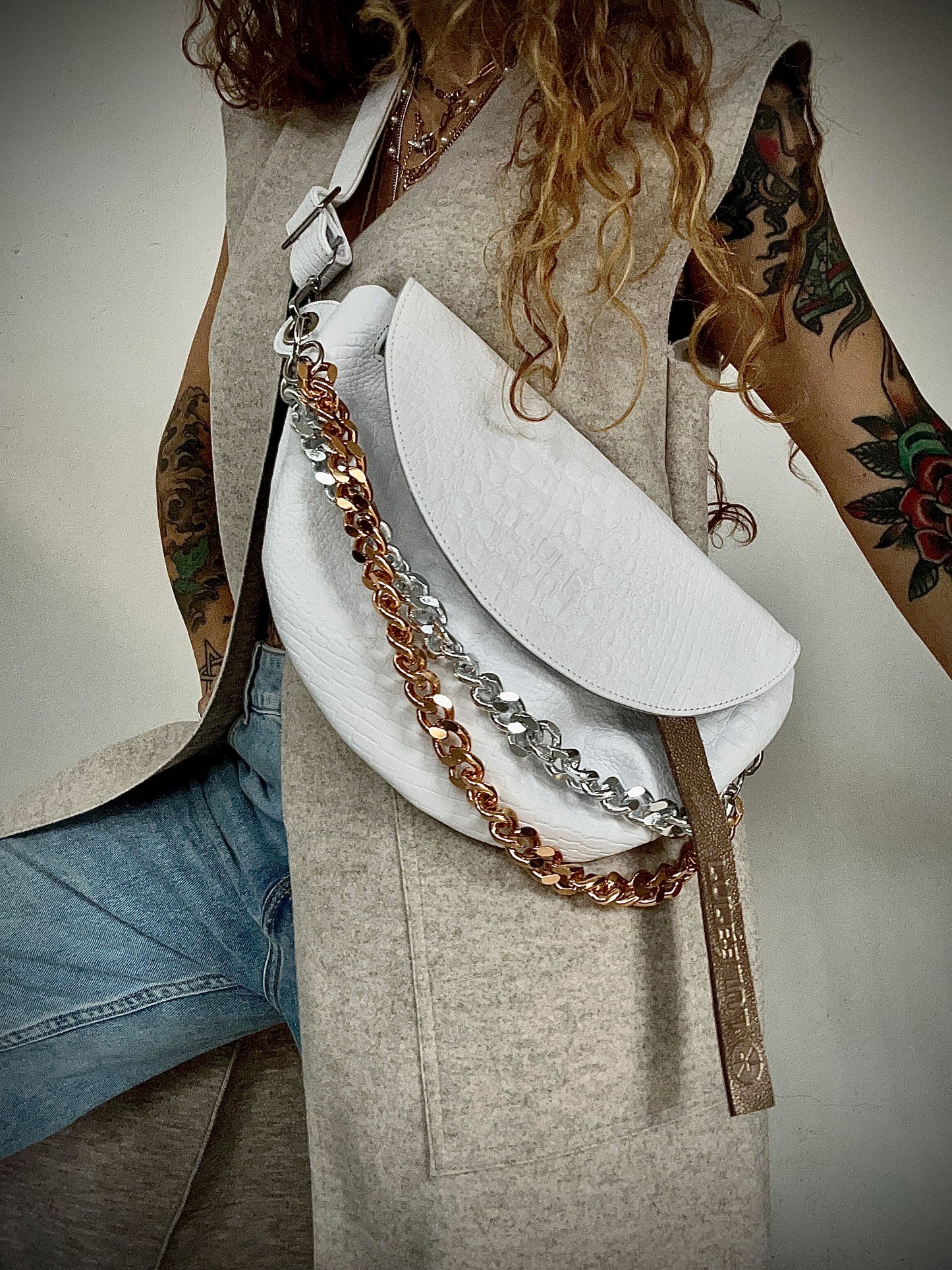 Reptilia Bag XL White Croco