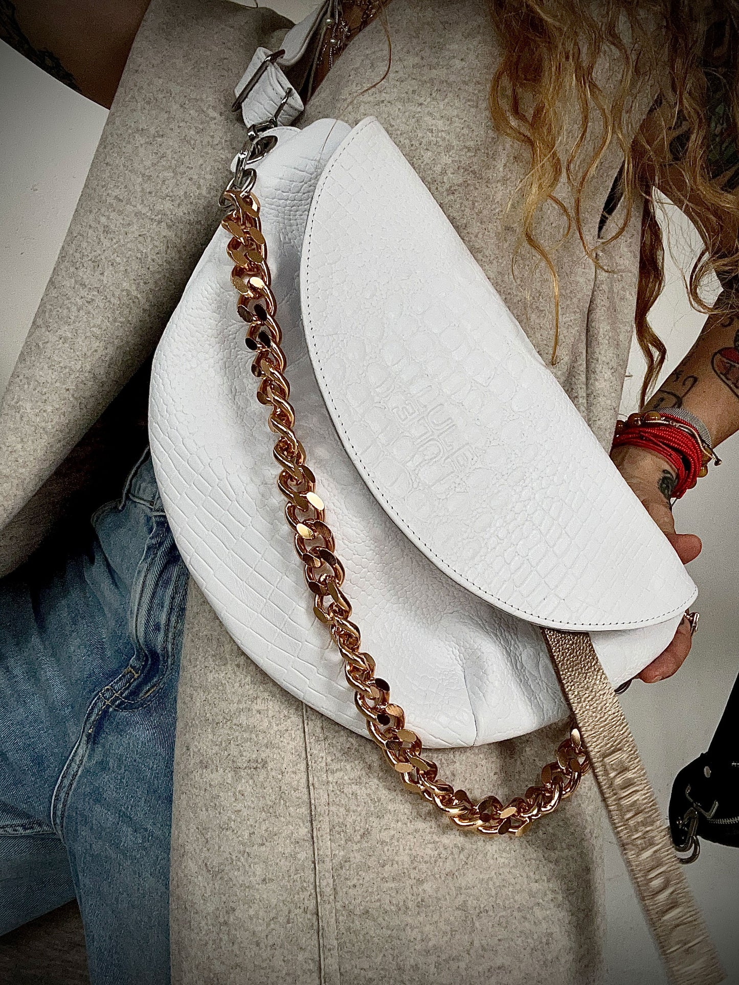 Reptilia Bag XL White Croco