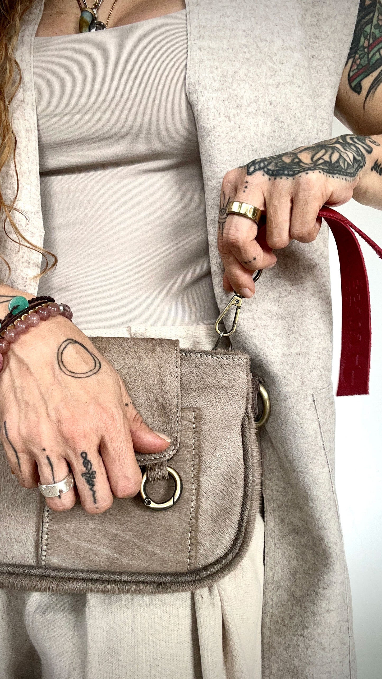 La Roma Bag Mini "Hair-calf" Taupe