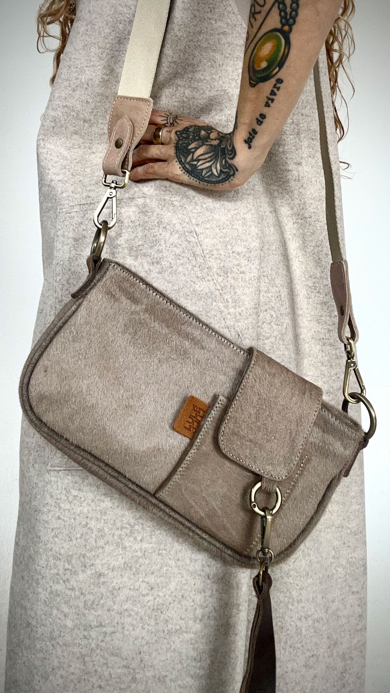 La Roma Bag Mini "Hair-calf" Taupe